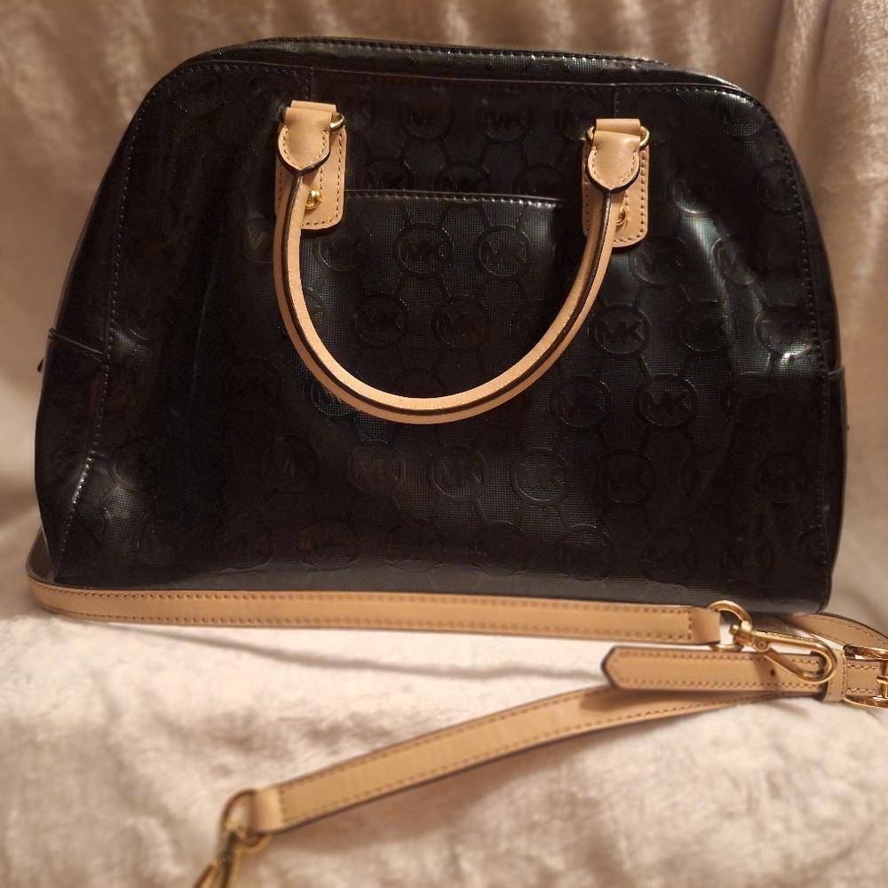 Michael Kors Black and Tan Crossbody Satchel